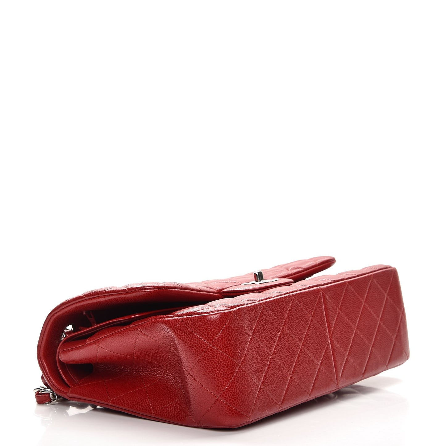 Caviar Quilted Jumbo Double Flap Red