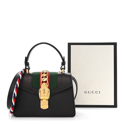 Gucci Calfskin Mini Sylvie Top Handle Bag Black 13 of 13