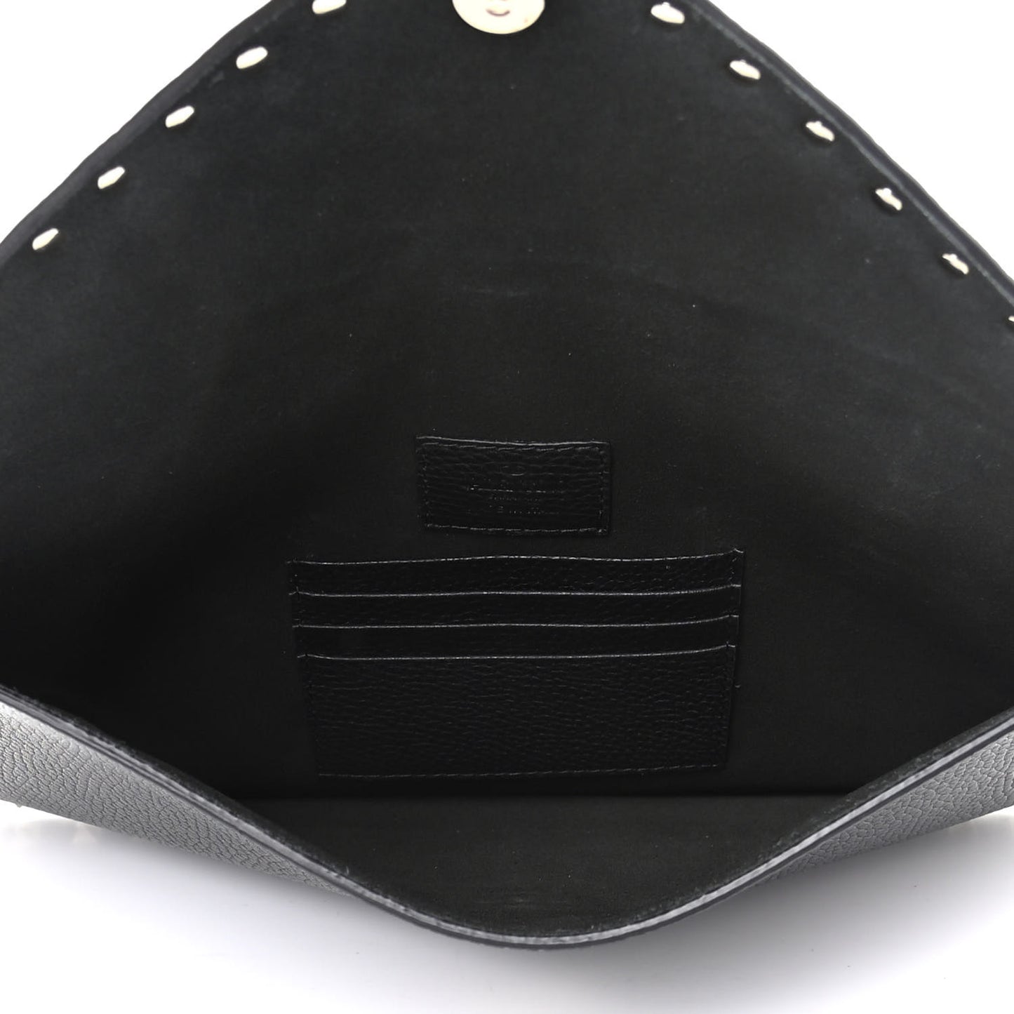 Pebbled Calfskin Large Rockstud Envelope Clutch Black