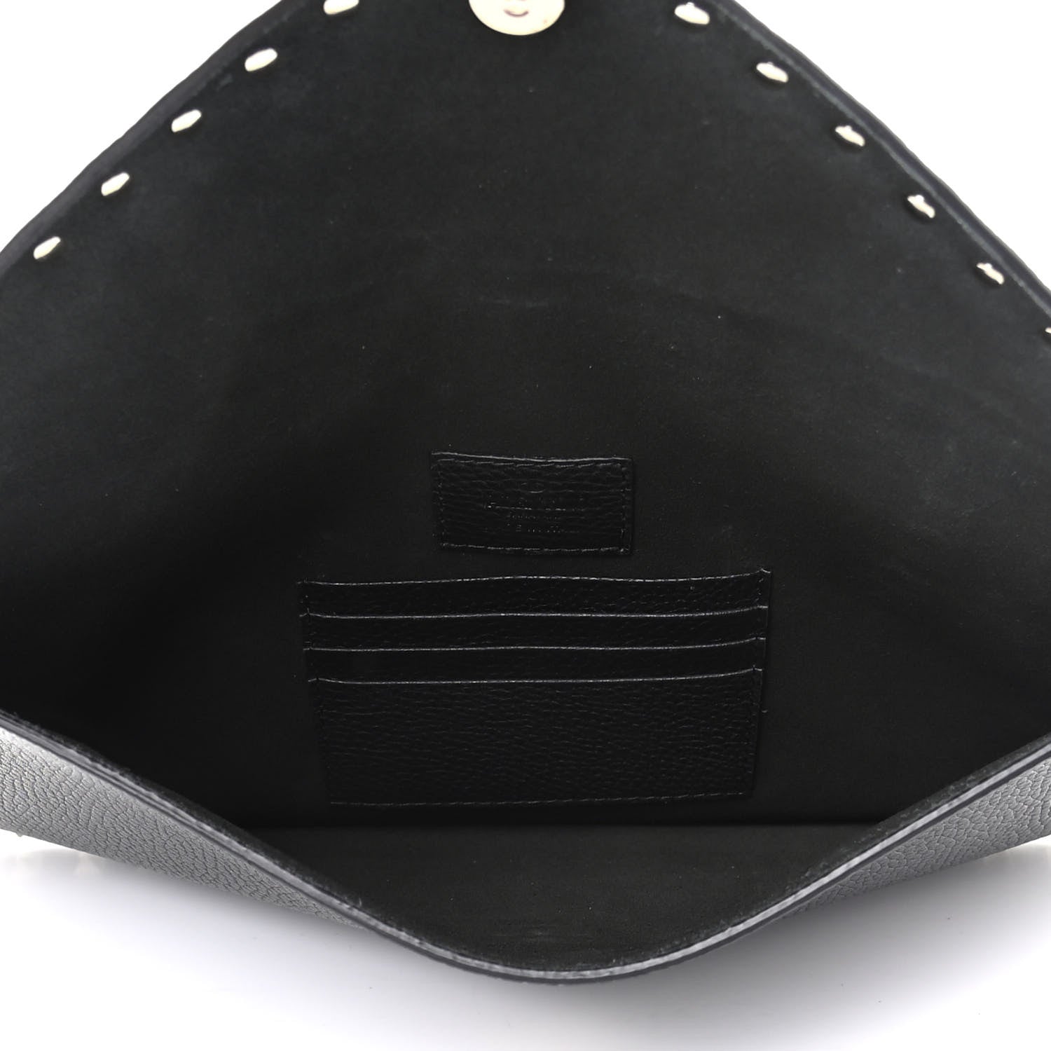 Valentino Garavani Pebbled Calfskin Large Rockstud Envelope Clutch Black 5 of 8