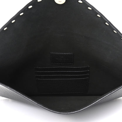 Valentino Garavani Pebbled Calfskin Large Rockstud Envelope Clutch Black 5 of 8