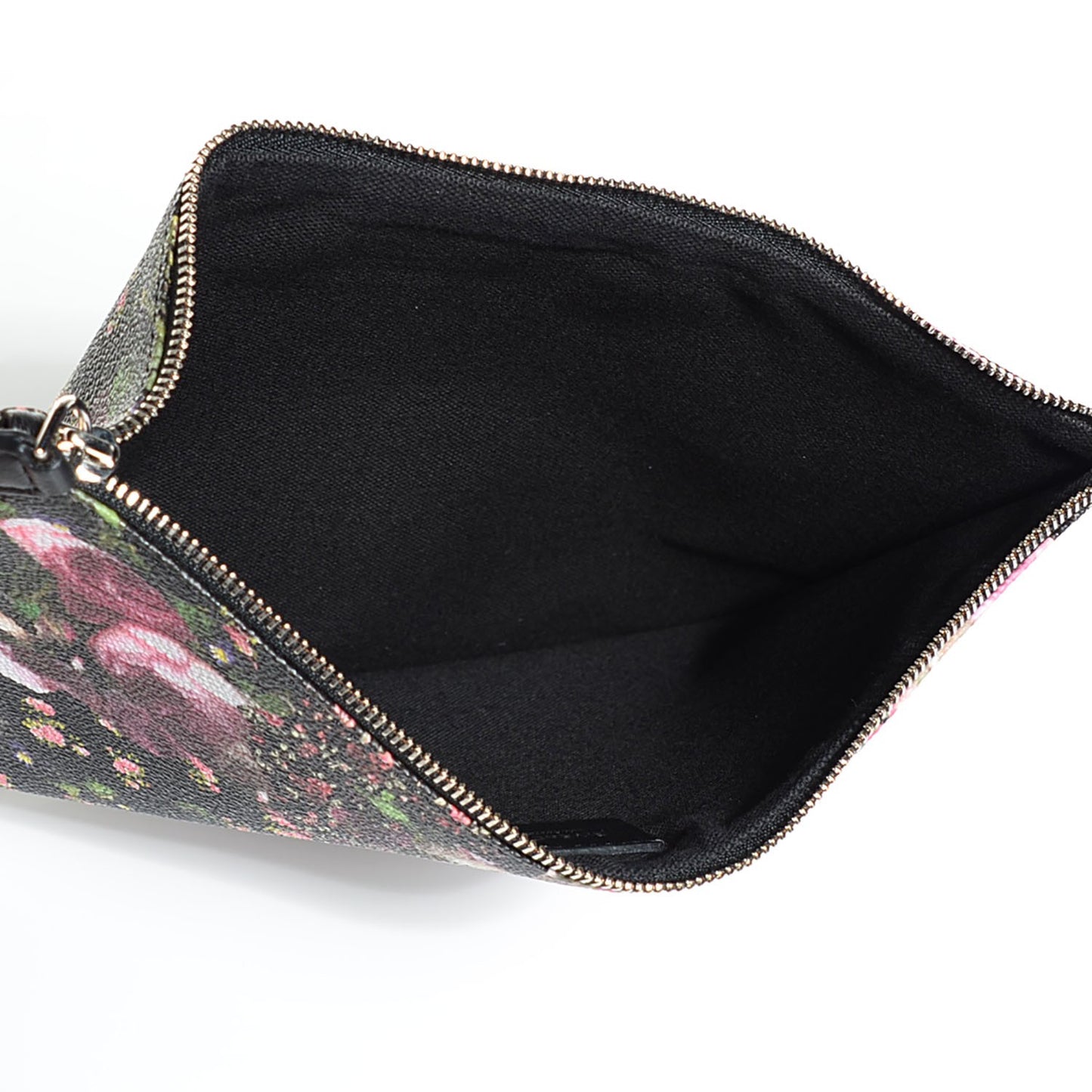 Coated Canvas Roses Camouflage Print Medium Antigona Zip Pouch Black