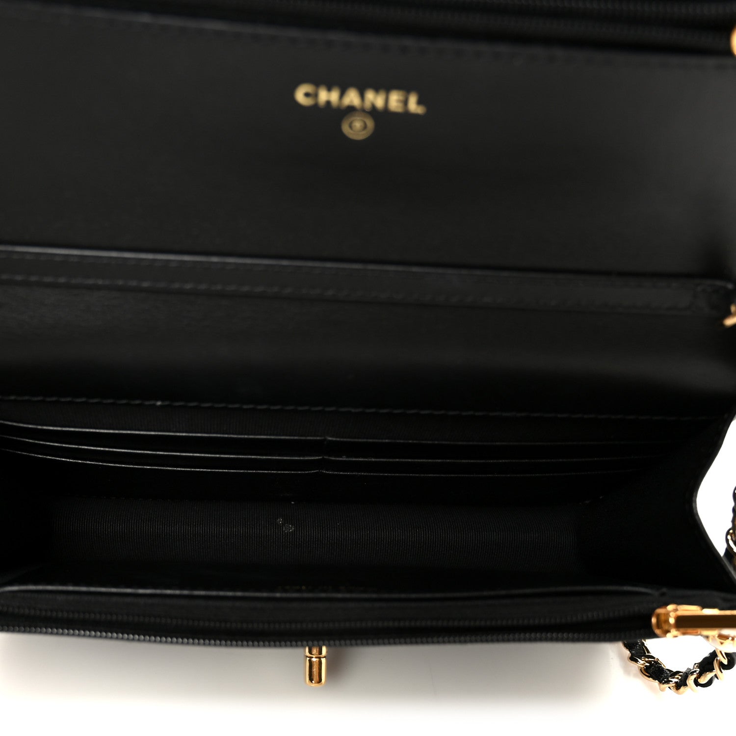 Chanel Shiny Lambskin Quilted CC Pearl Wallet on Chain WOC Black 5 of 13