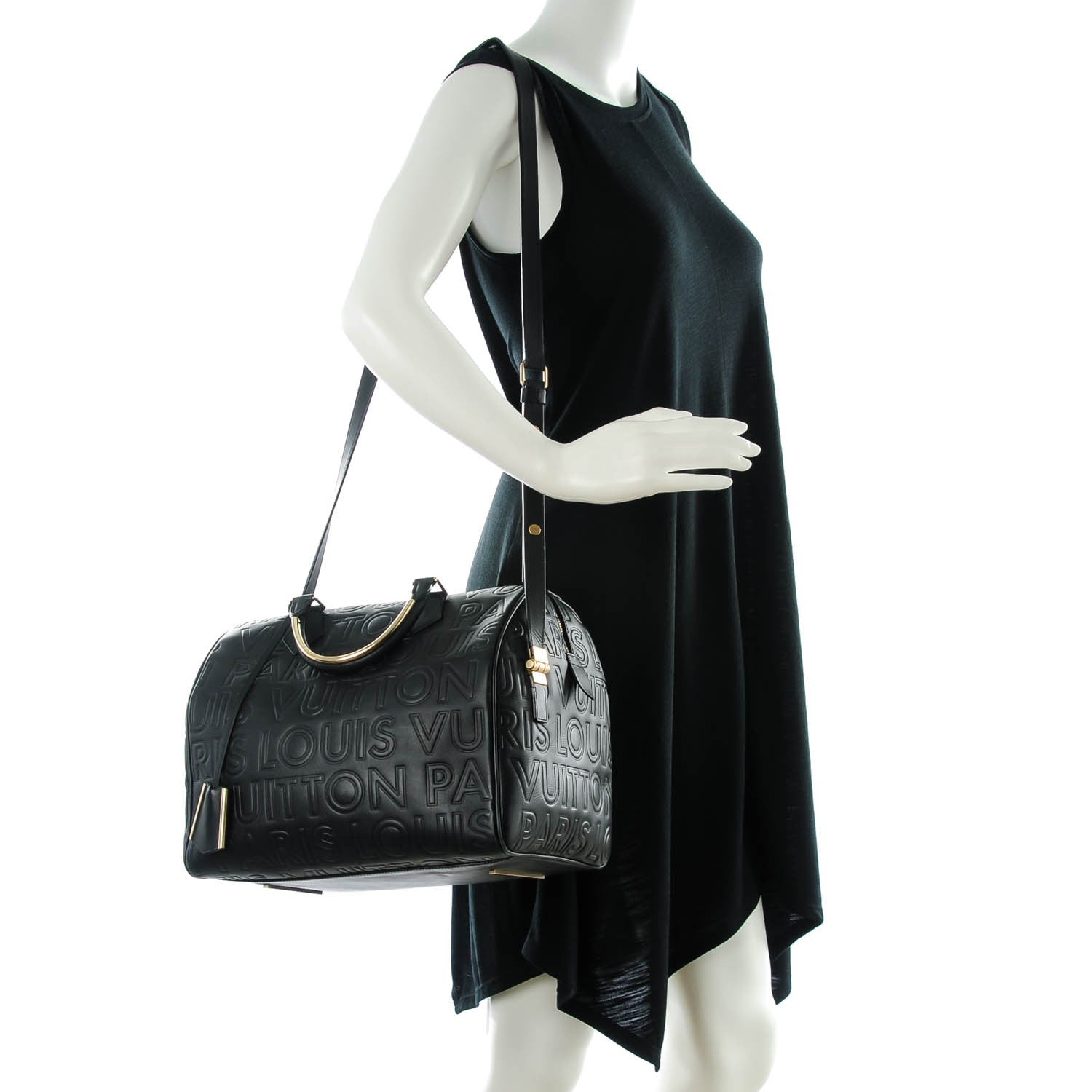 Louis Vuitton Calfskin Embossed Speedy Cube 30 Black 2 of 10