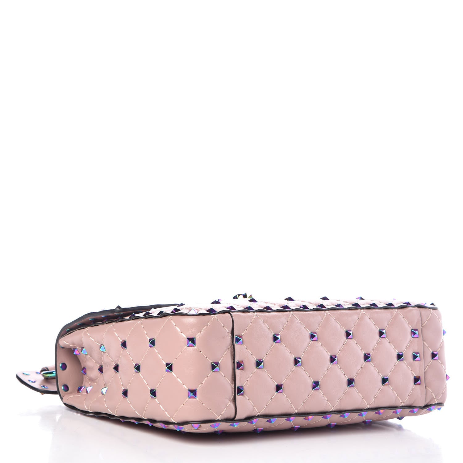 Valentino Garavani Lambskin Oil Slick Medium Rockstud Spike Shoulder Bag Poudre 4 of 8
