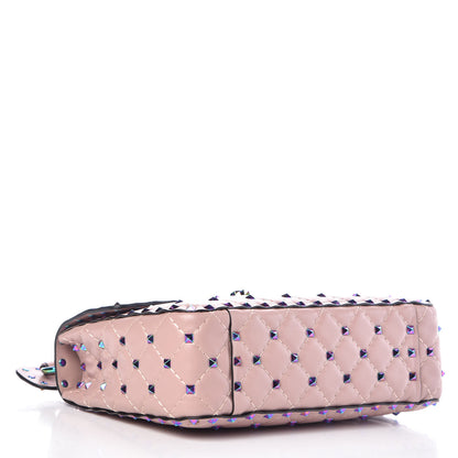 Valentino Garavani Lambskin Oil Slick Medium Rockstud Spike Shoulder Bag Poudre 4 of 8