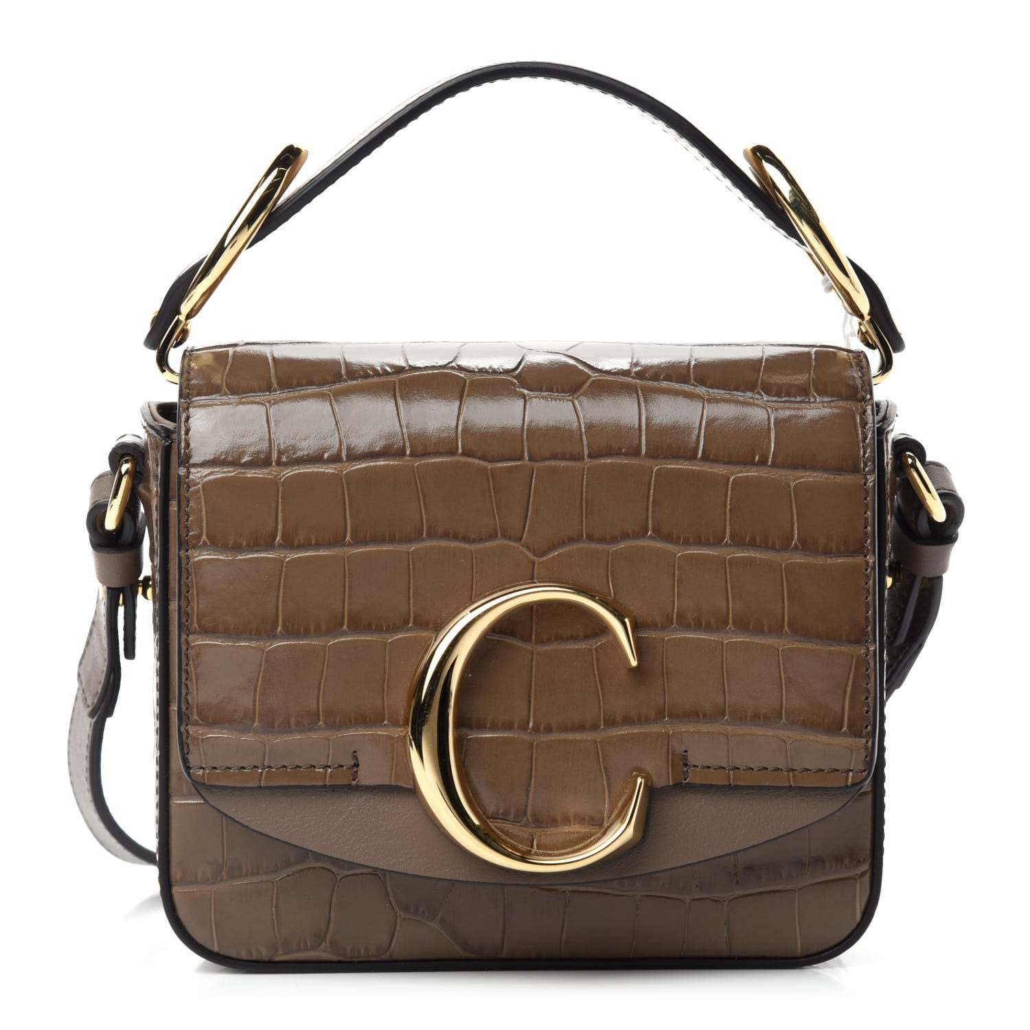 Chloe Calfskin Crocodile Embossed Mini C Double Carry 1 of 9