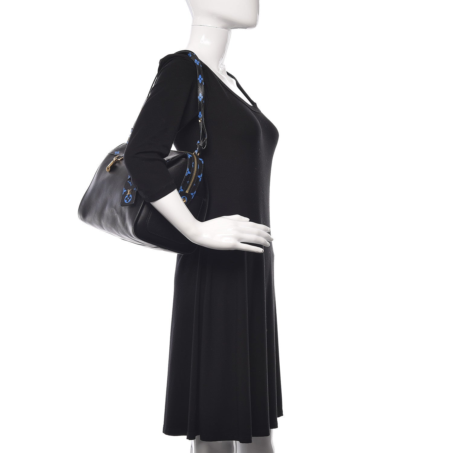 Louis Vuitton Smooth Calfskin Colored Monogram Speedy Amazon MM Blue Black 2 of 17