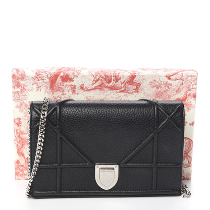 Christian Dior Grained Calfskin Diorama Wallet on Chain Pouch Black 13 of 13