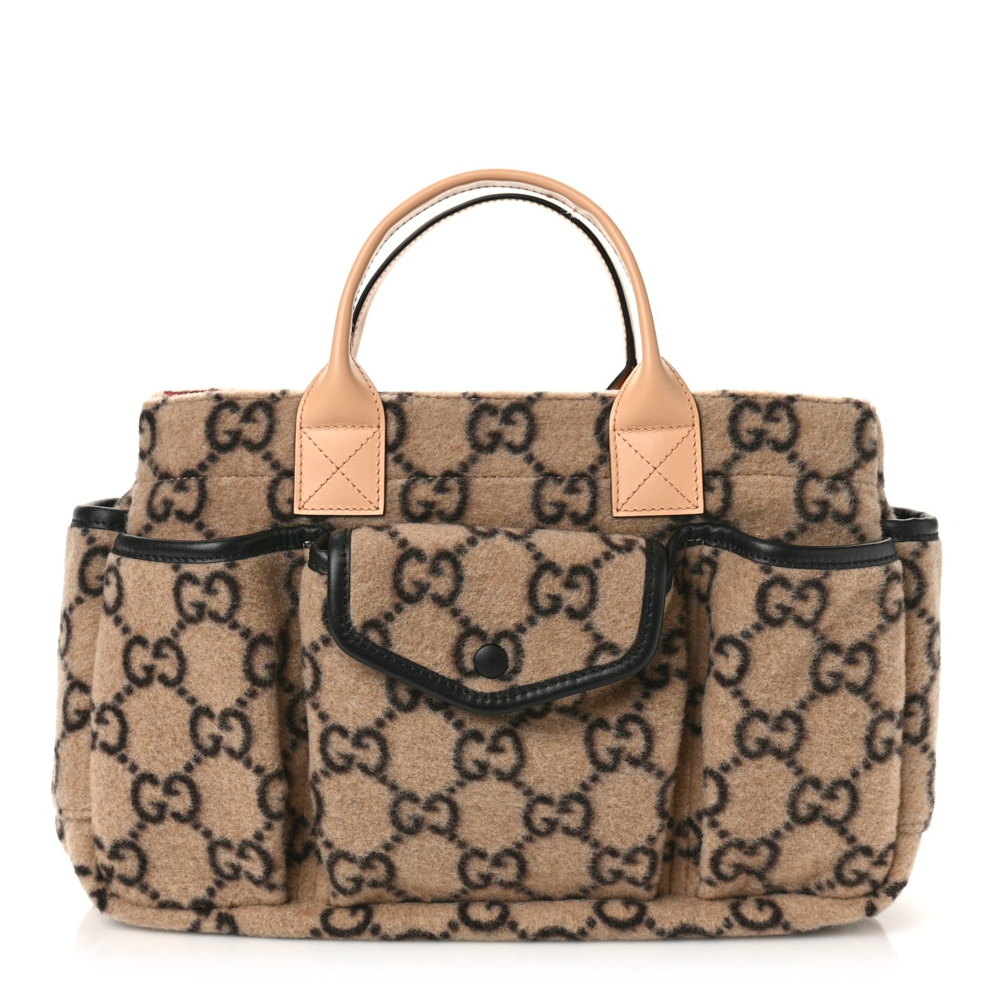 Covered Wool GG Monogram Childrens Tote Beige Ebony