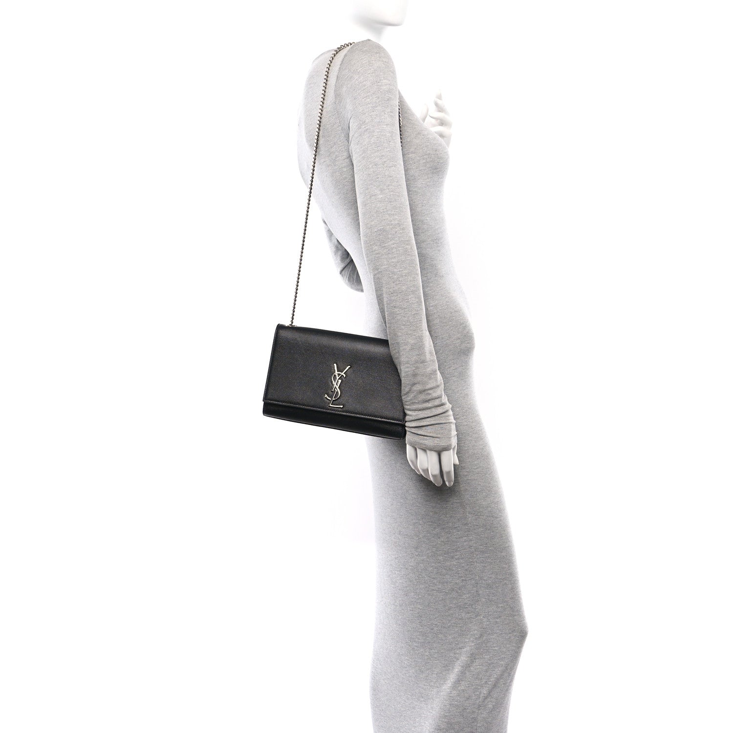 Saint Laurent Grain De Poudre Medium Classic Monogram Kate Satchel Black 2 of 11