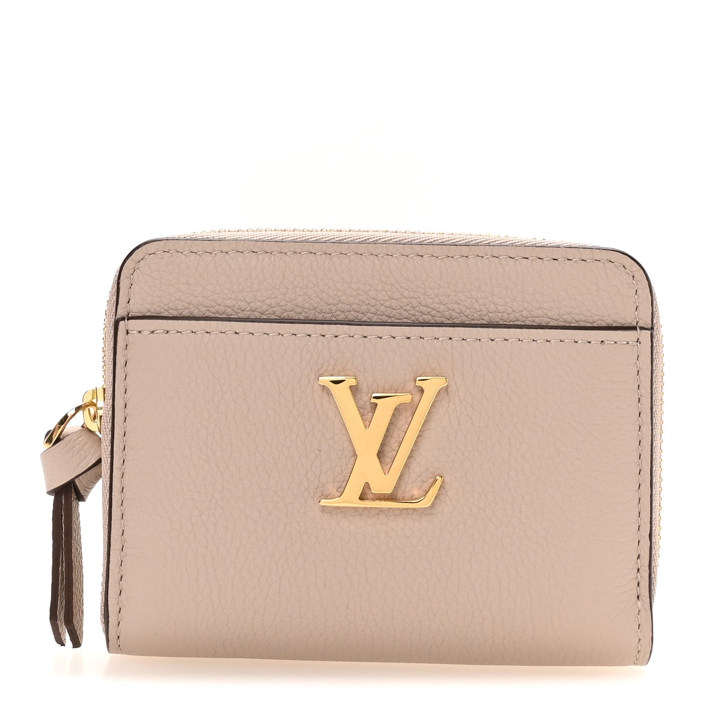 Calfskin Lockme Zippy Coin Purse Greige