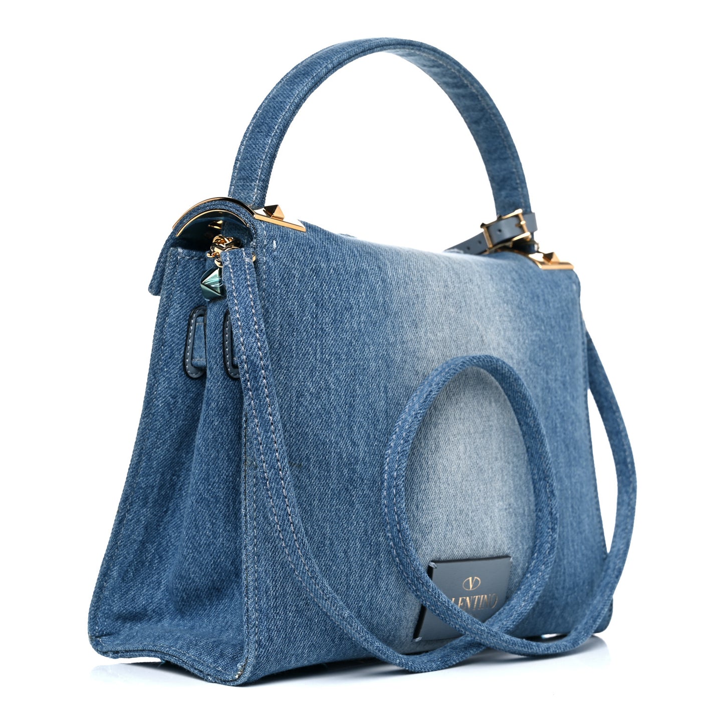 Denim Butterfly Small My Rockstud Frame Bag Light Blue