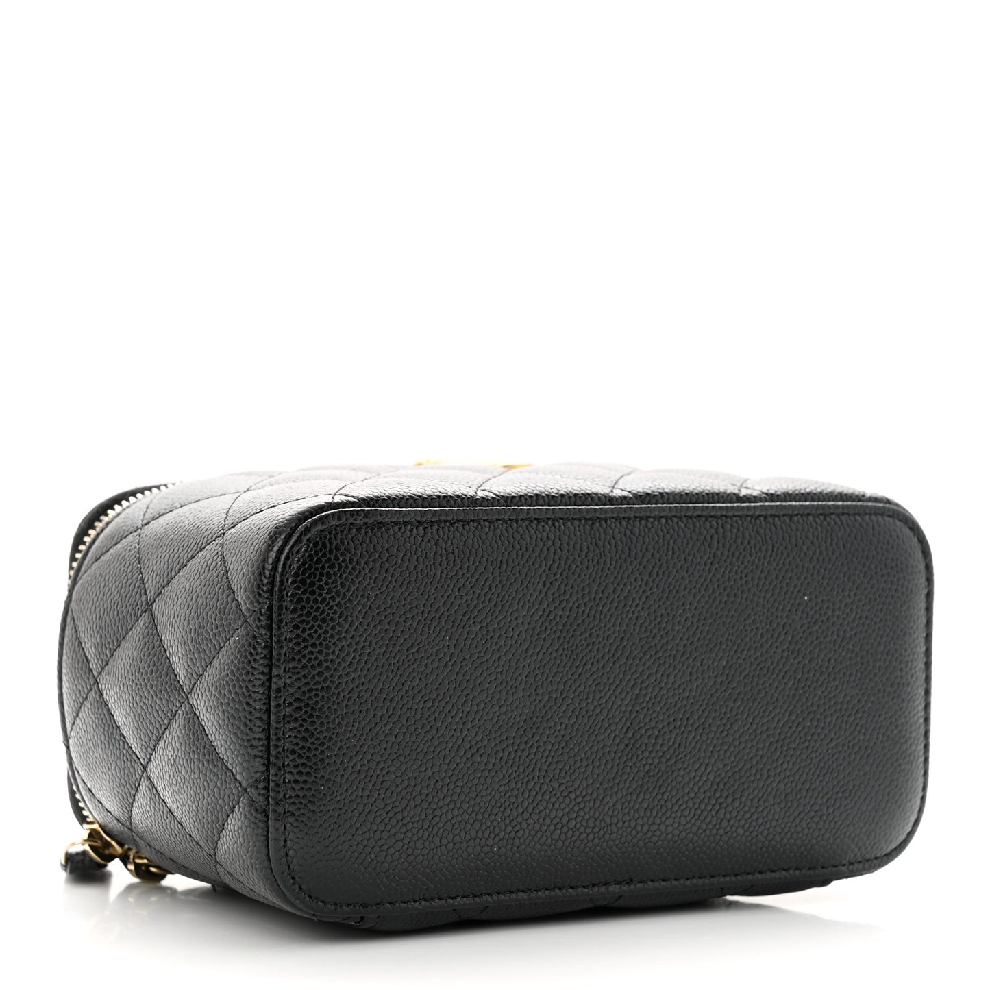 Shiny Caviar Quilted Pick Me Up Vanity Case Black
