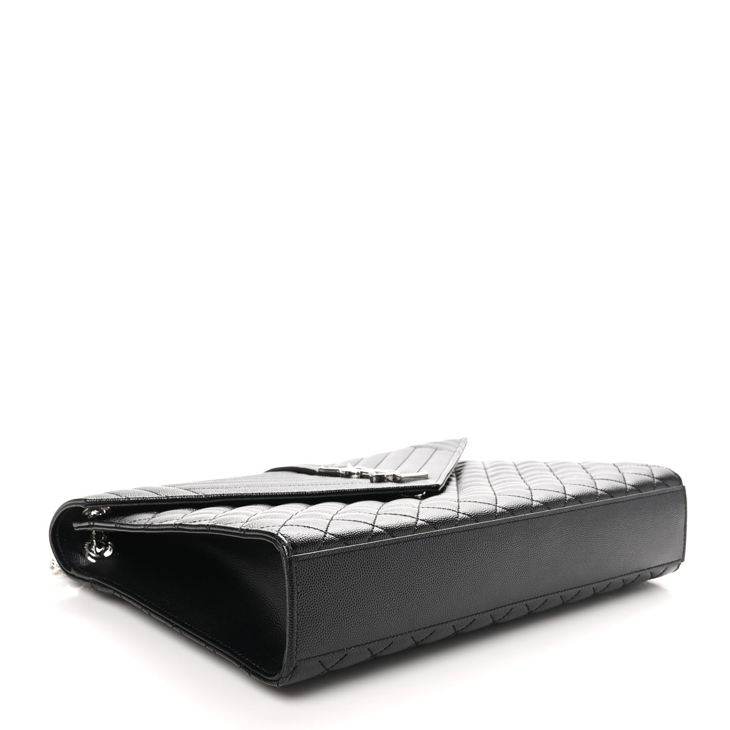 Grain De Poudre Textured Mixed Matelasse Large Triquilt Monogram Satchel Black