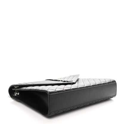 Saint Laurent Grain De Poudre Textured Mixed Matelasse Large Triquilt Monogram Satchel Black 4 of 10