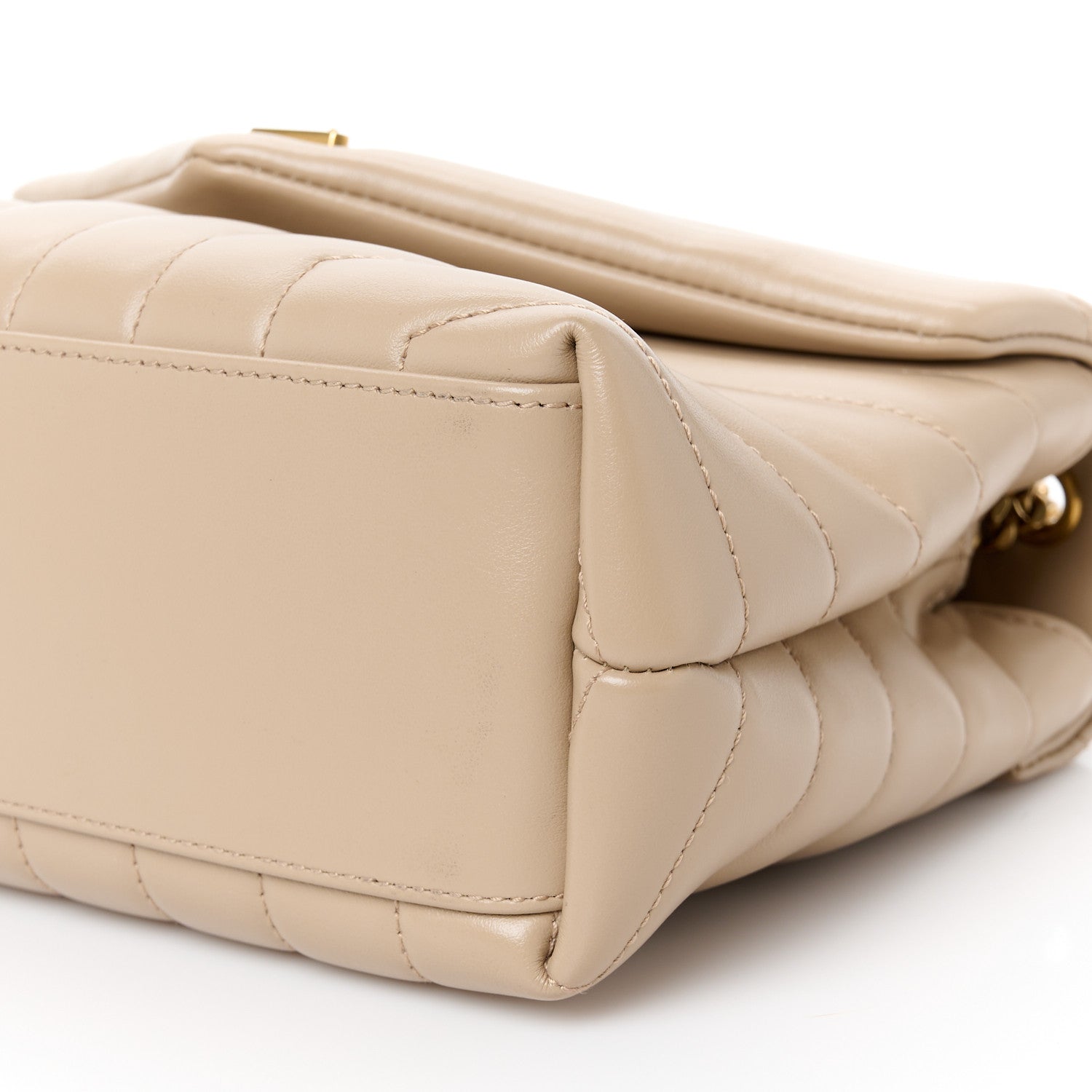 Saint Laurent Calfskin Y Quilted Monogram Small Loulou Chain Satchel Dark Beige 11 of 11