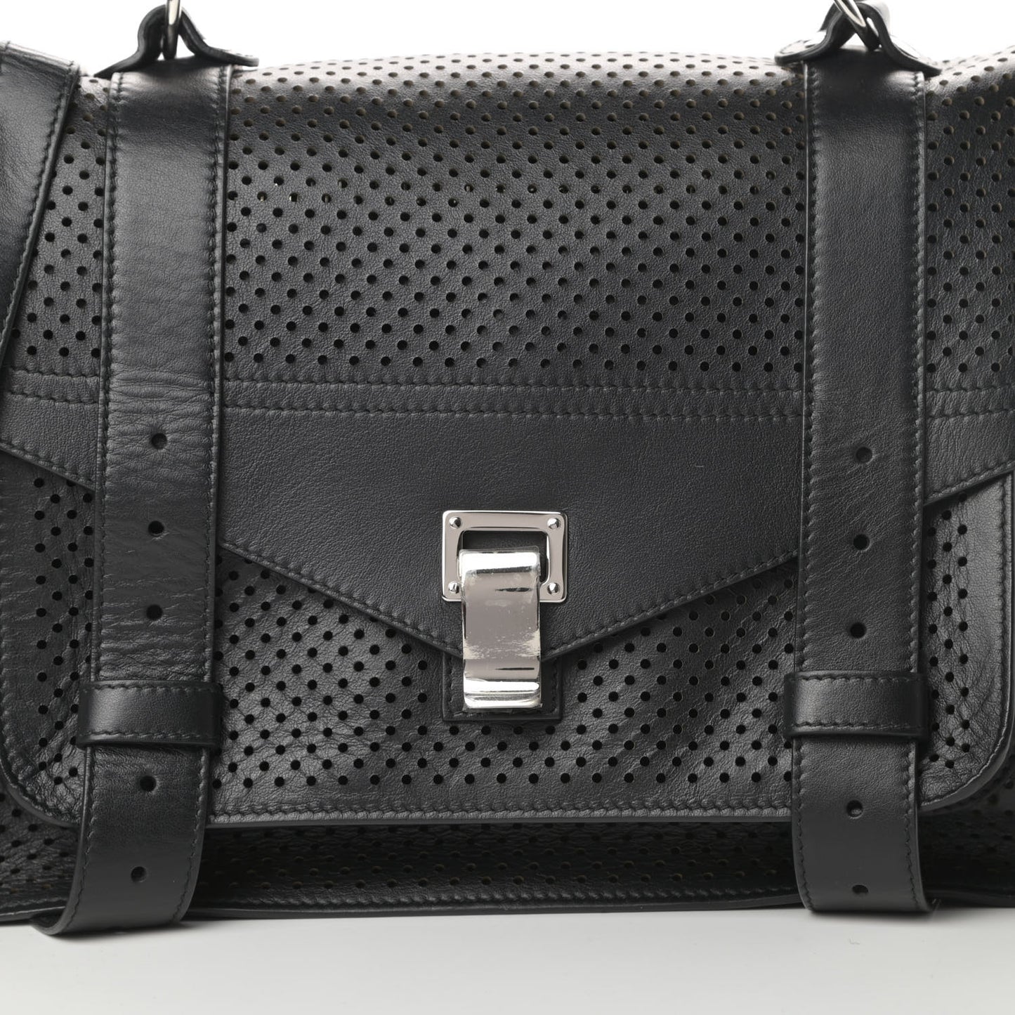 Lambskin Perforated Medium PS1 Satchel Black