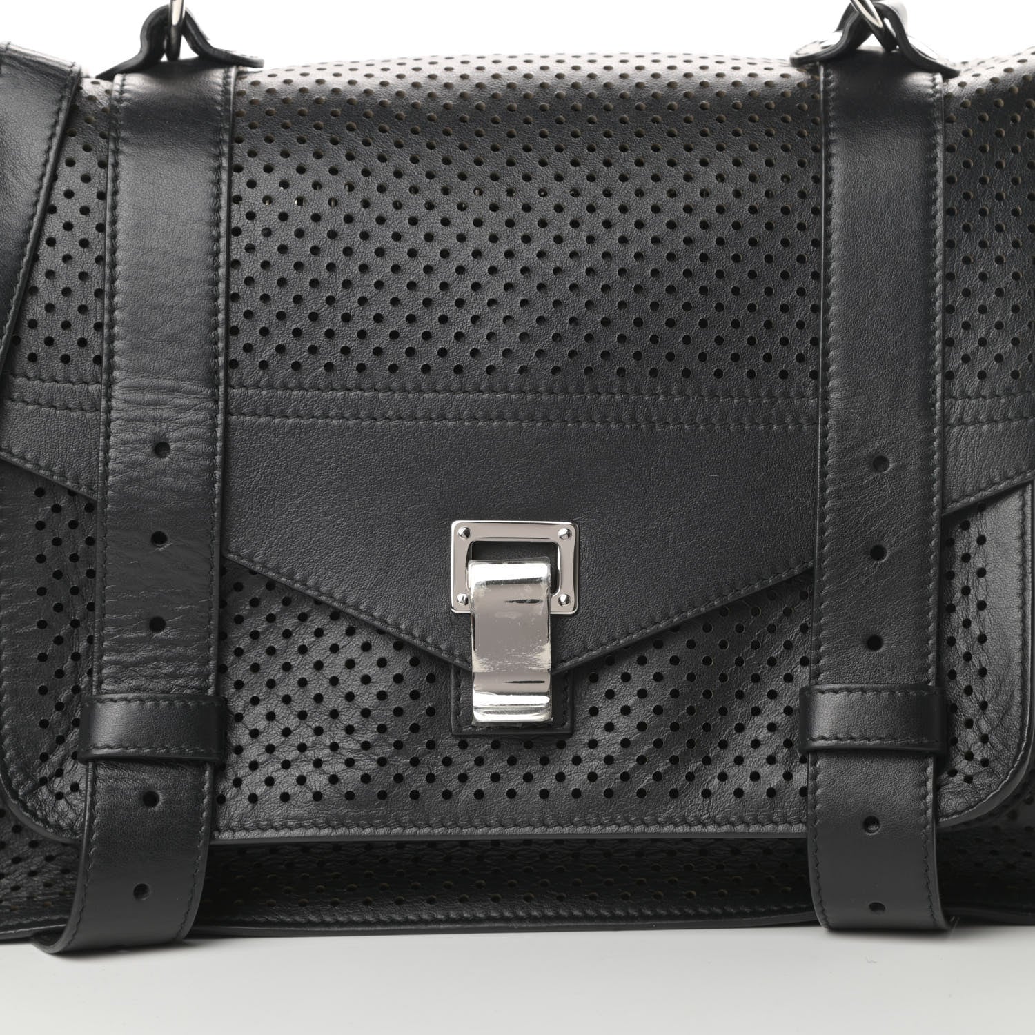 Proenza Schouler Lambskin Perforated Medium PS1 Satchel Black 10 of 12