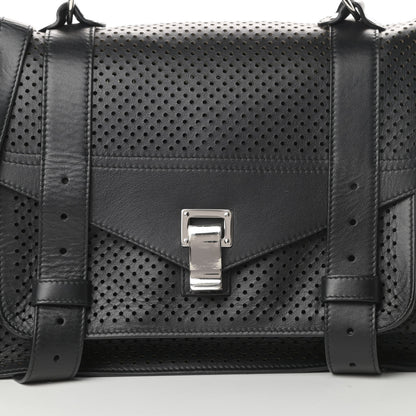 Proenza Schouler Lambskin Perforated Medium PS1 Satchel Black 10 of 12