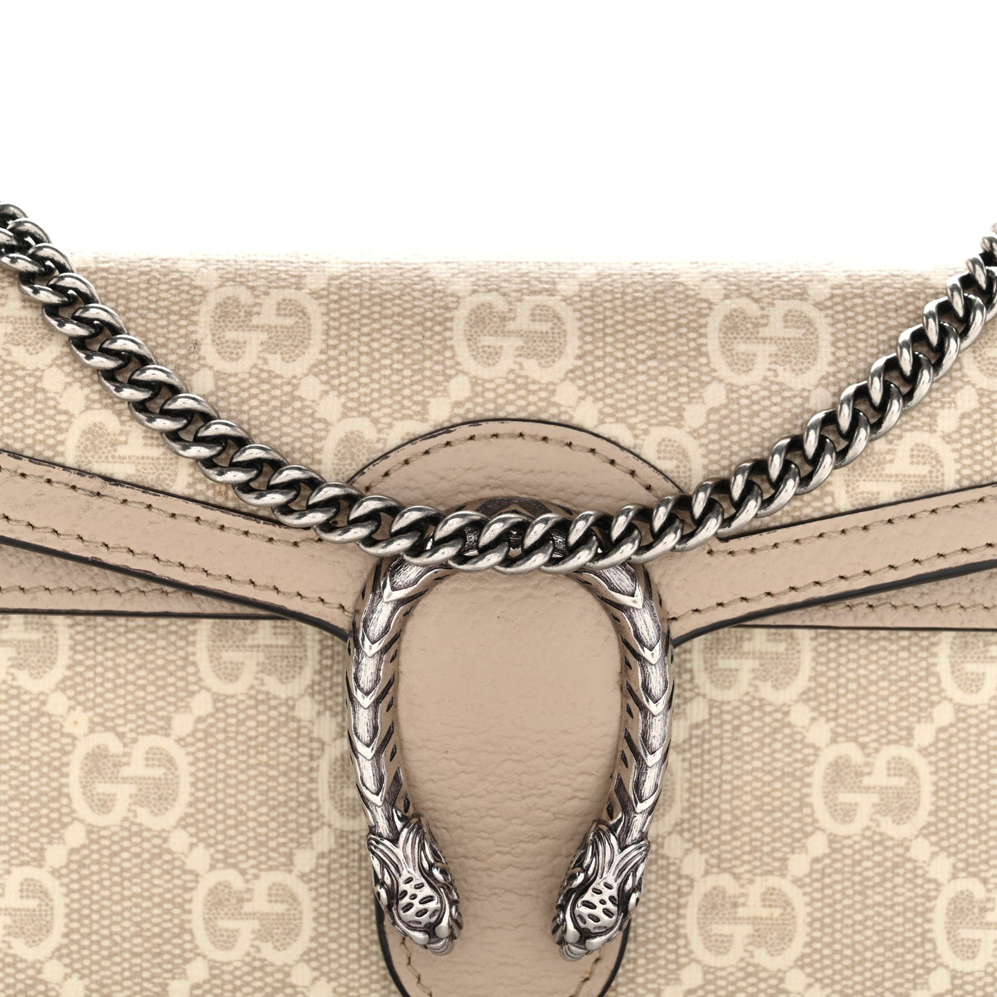GG Supreme Monogram Textured Dollar Calfskin Super Mini Dionysus Shoulder Bag Beige Mystic White Oatmeal