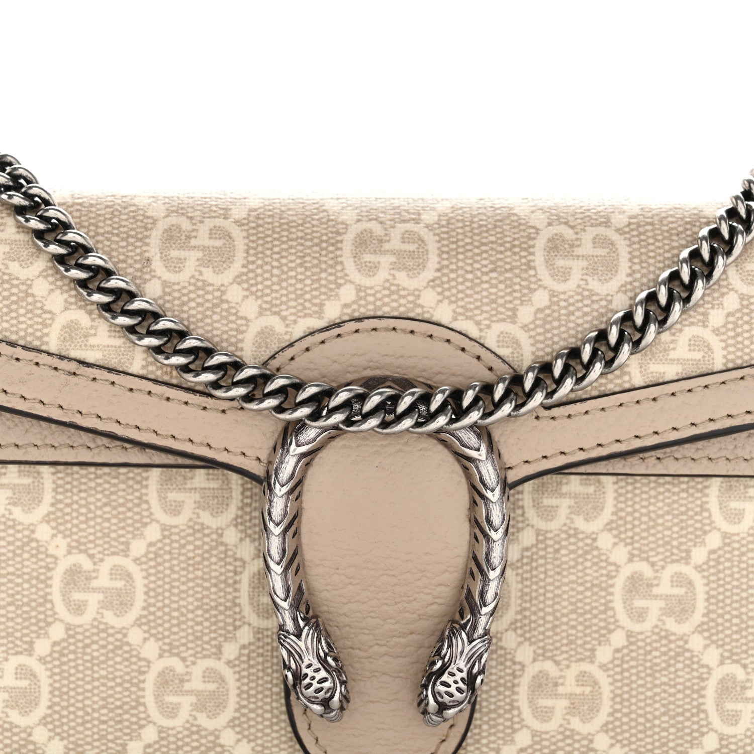 Gucci GG Supreme Monogram Textured Dollar Calfskin Super Mini Dionysus Shoulder Bag Beige Mystic White Oatmeal 7 of 12