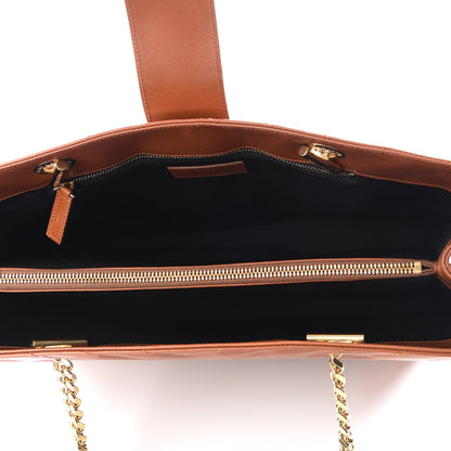 Saint Laurent Smooth Calfskin Matelasse Chevron Large Monogram Shopping Bag Brown 6 of 9