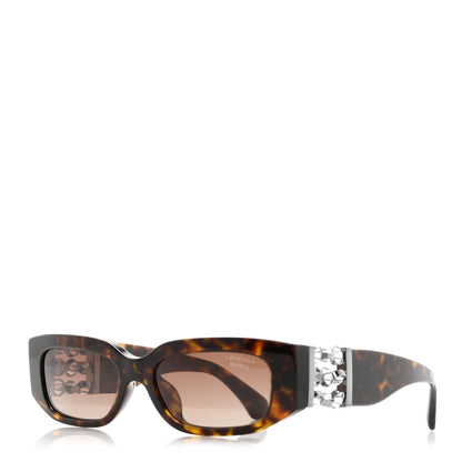 Chanel Acetate Glass Pearl Polarized Oval Sunglasses 5544 Tortoise 1 of 8