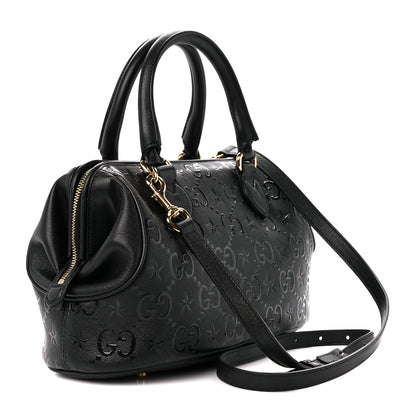 Gucci Wonka Grain Calfskin GG Monogram Star Embossed GG Top Handle Bag Black 3 of 11