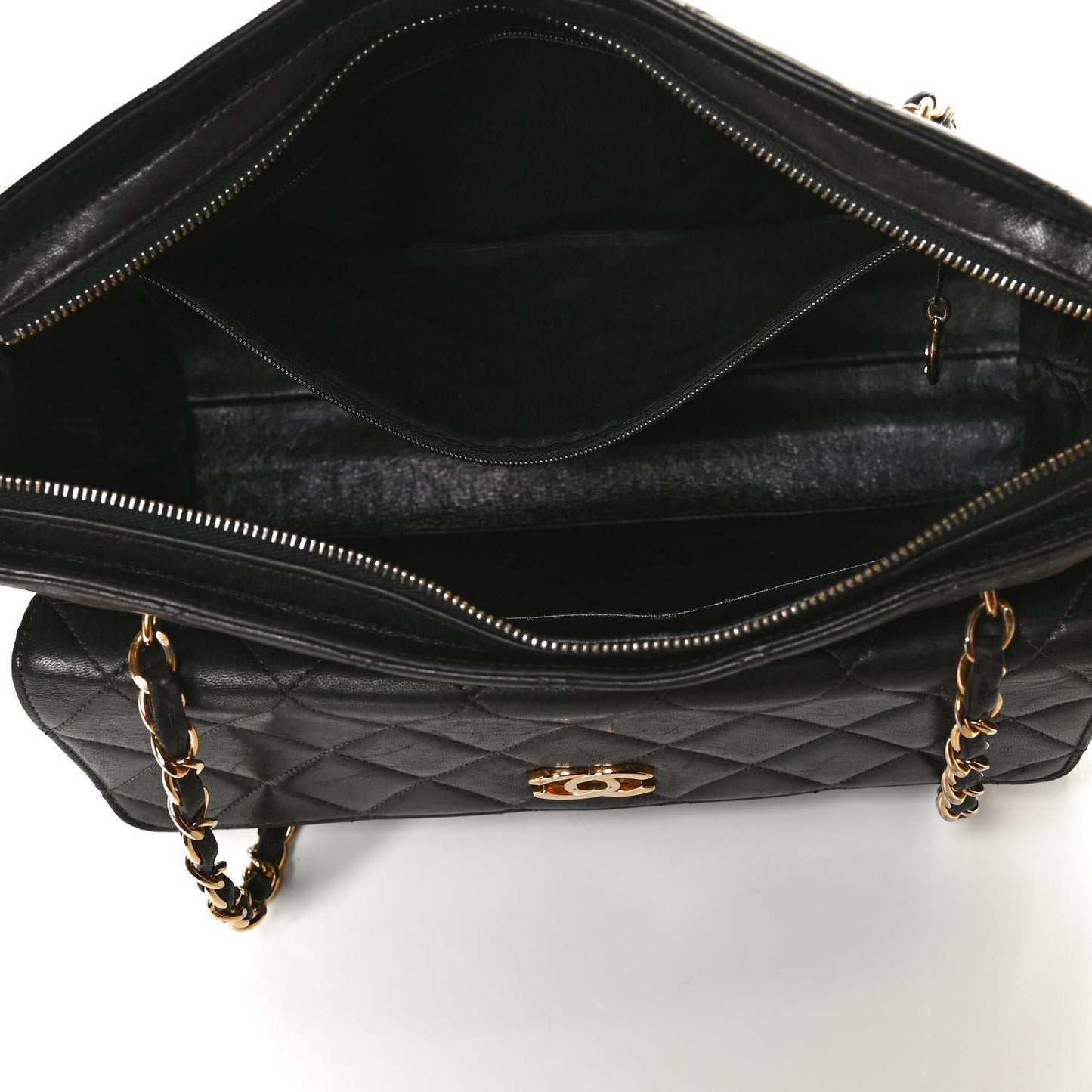 Lambskin Quilted Flap Shoulder Bag Black