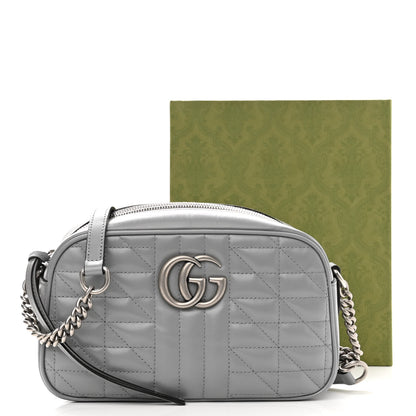 Gucci Calfskin Matelasse Aria Small GG Marmont Chain Shoulder Bag Deep Grey 12 of 12