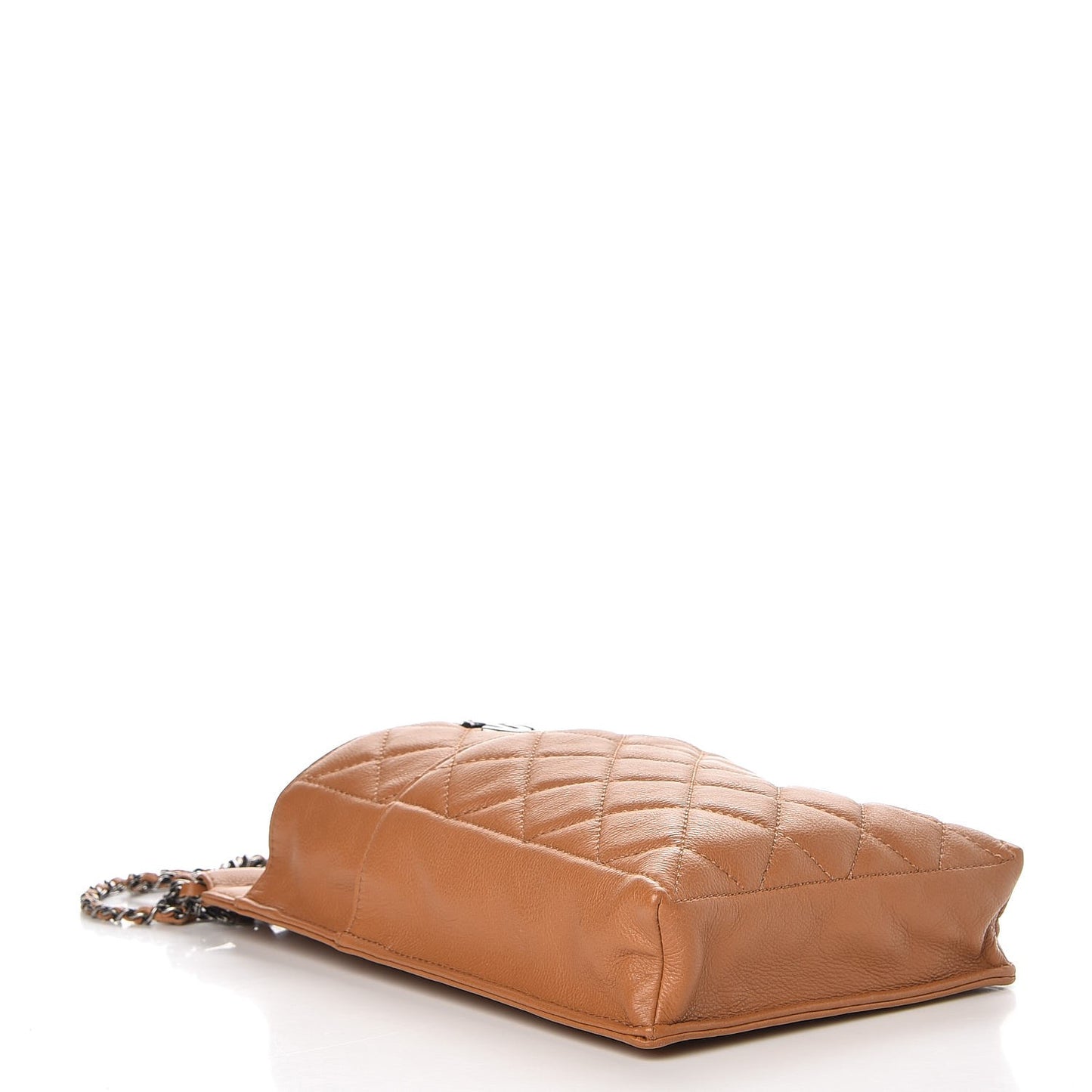 Calfskin Quilted CC Waiter Clutch Clutch With Chain Brown