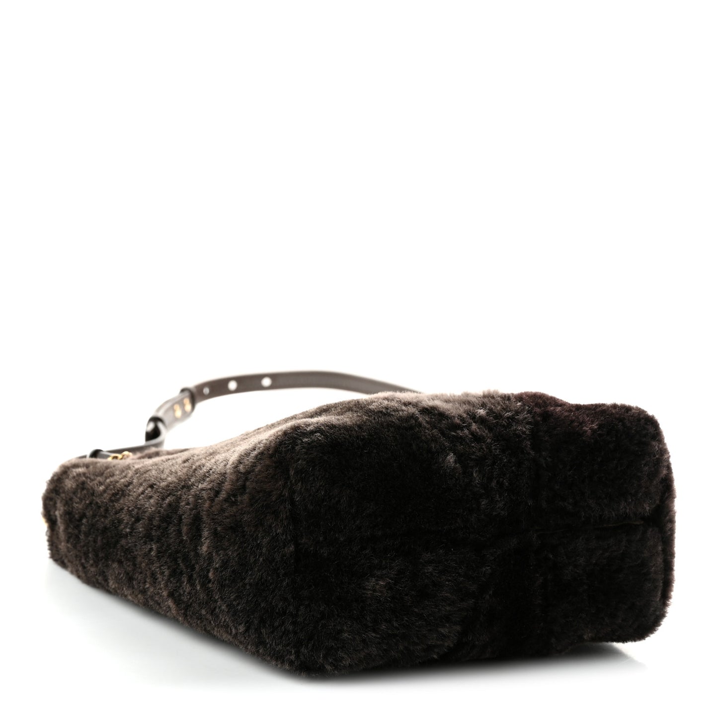 Shearling Small Spin Tote Dark Brown