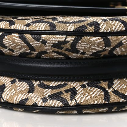 Salvatore Ferragamo Canvas Calfskin Gancini Saddle Bag Black Beige 7 of 10