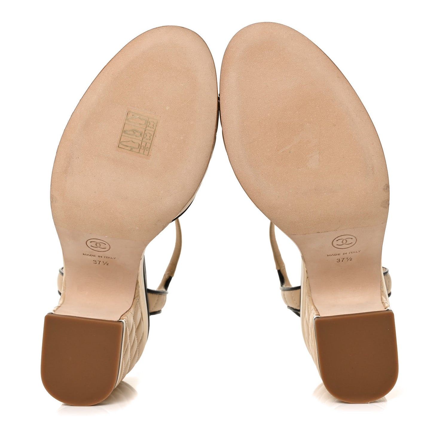 Lambskin Quilted CC Sandal 37.5 Beige