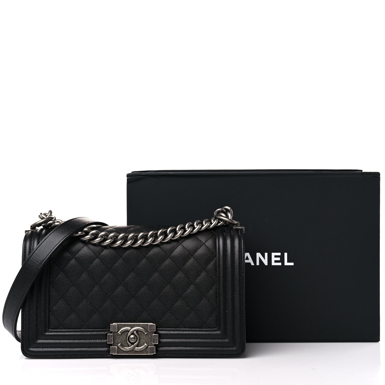 Chanel Caviar Quilted Medium Boy Flap Black 10 of 10