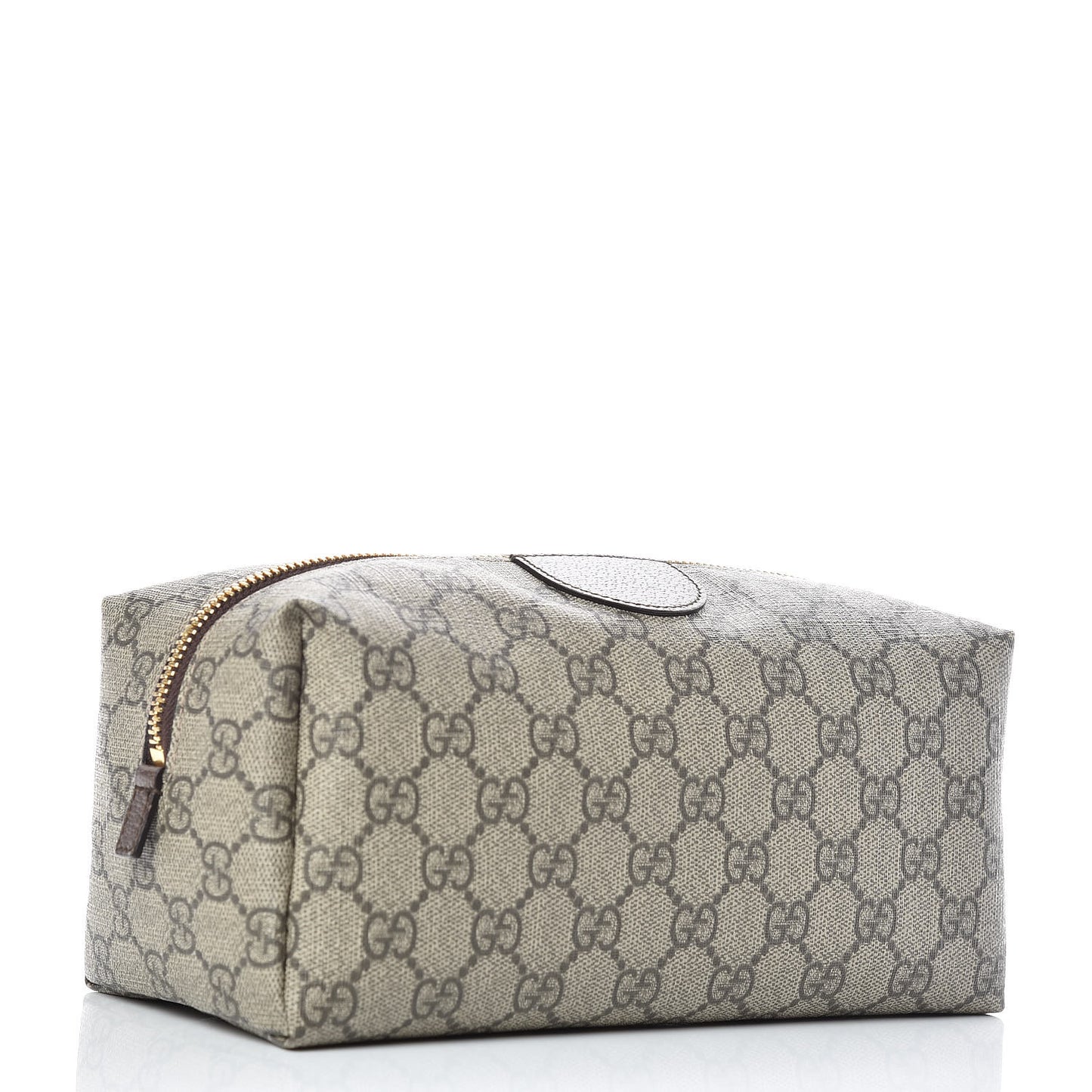 Soft GG Supreme Monogram Calfskin Large Ophidia Cosmetic Case Beige Ebony New Acero