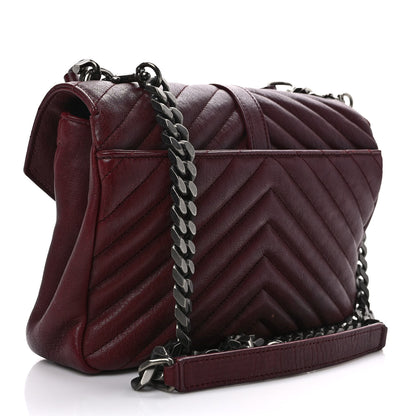 Saint Laurent Sheepskin Matelasse Chevron Monogram Medium College Bag Rouge Legion 3 of 12