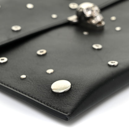 Alexander McQueen Calfskin Grommet Skull Envelope Clutch Black 8 of 16