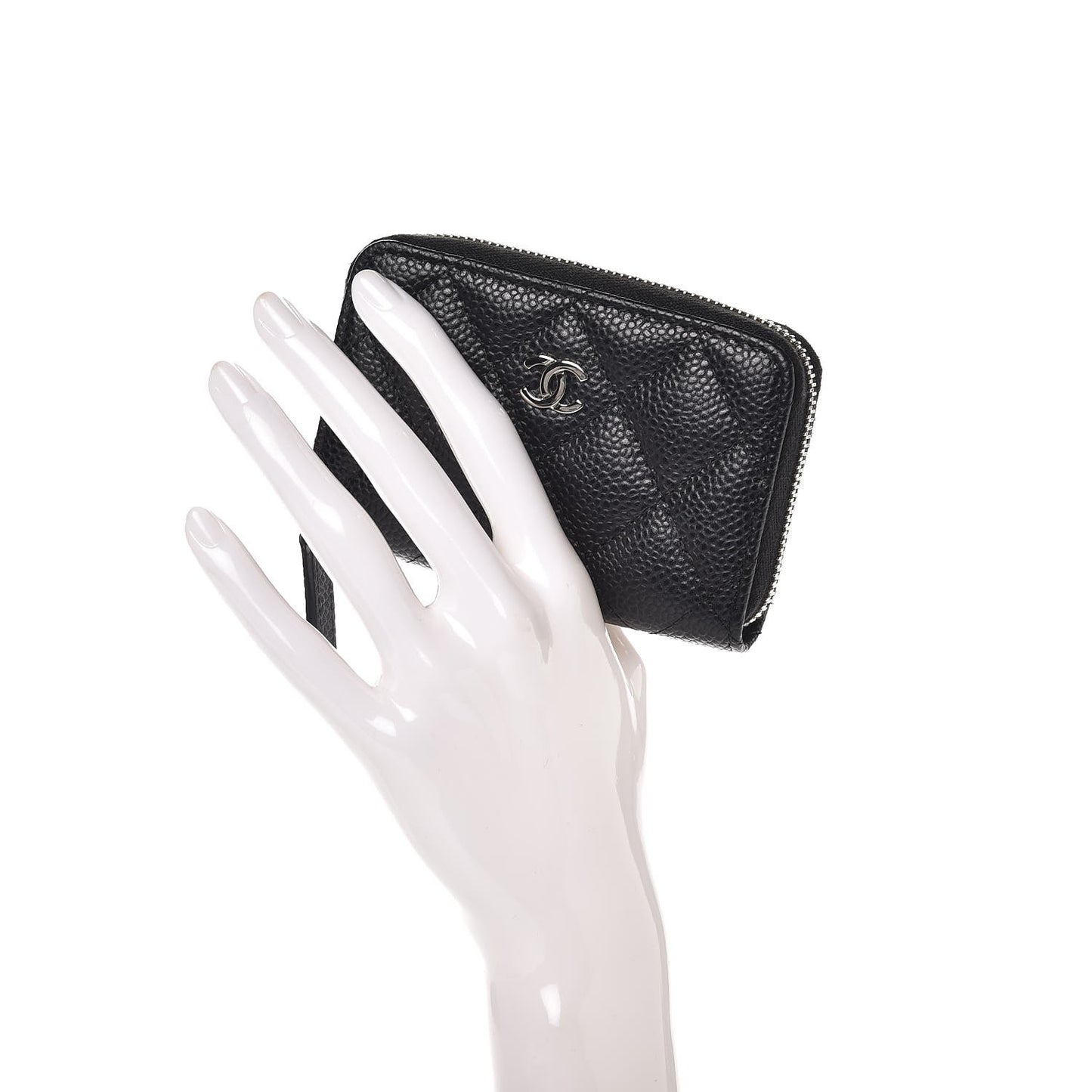 Caviar Quilted Zip Coin Purse Black