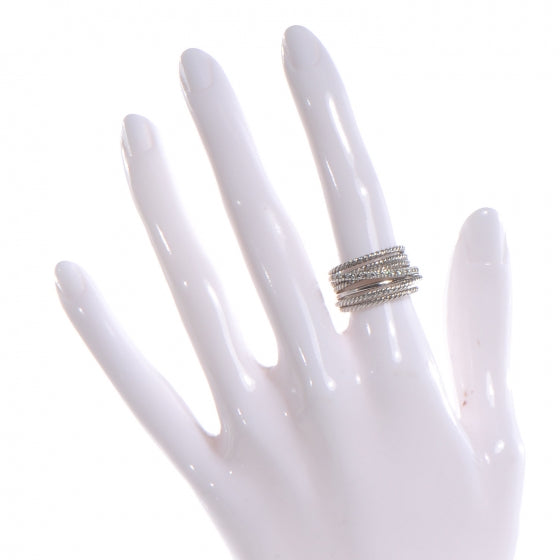 Sterling Silver Pave Diamond Crossover Cable Ring 6