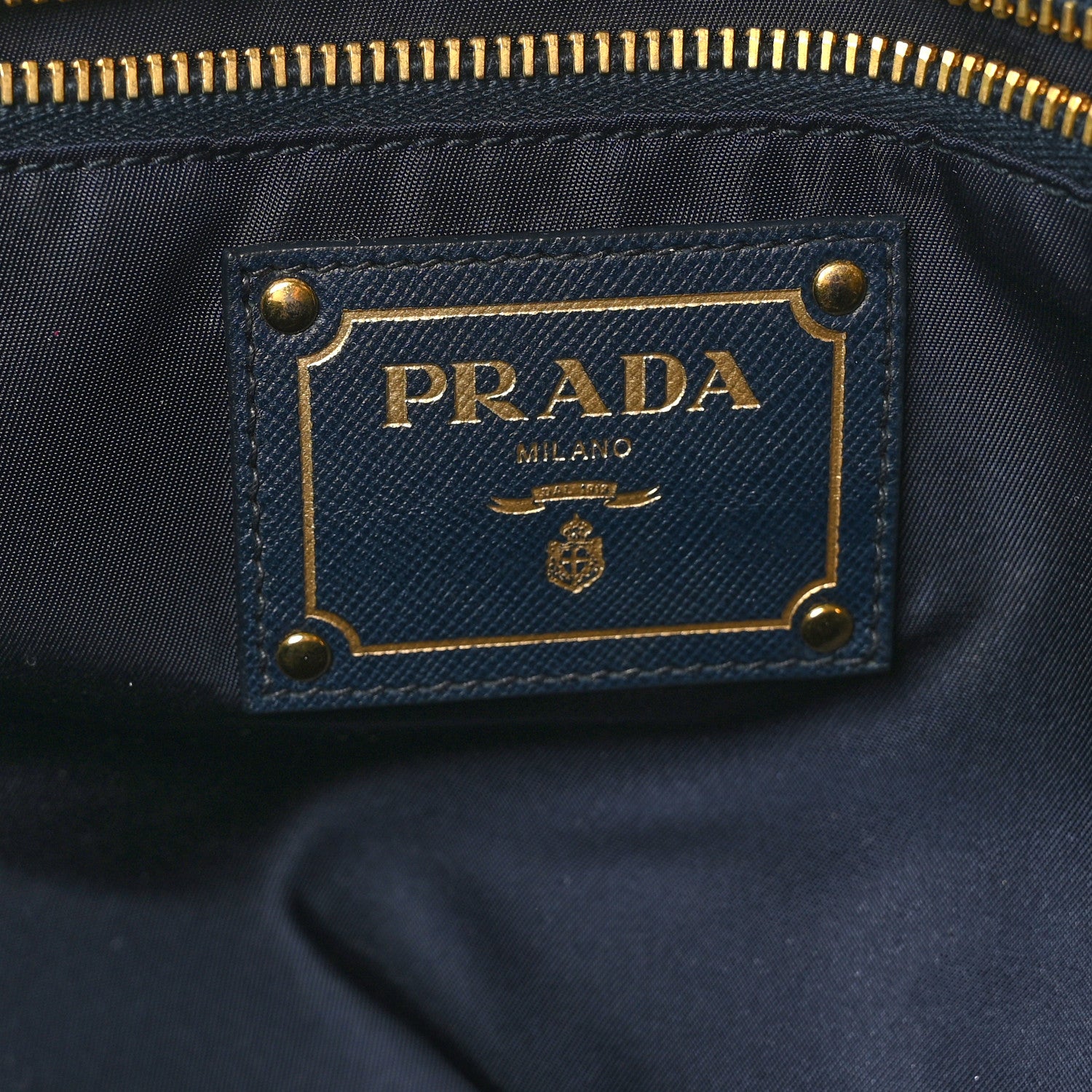 Prada Tessuto Nylon Saffiano Tote Navy 6 of 8