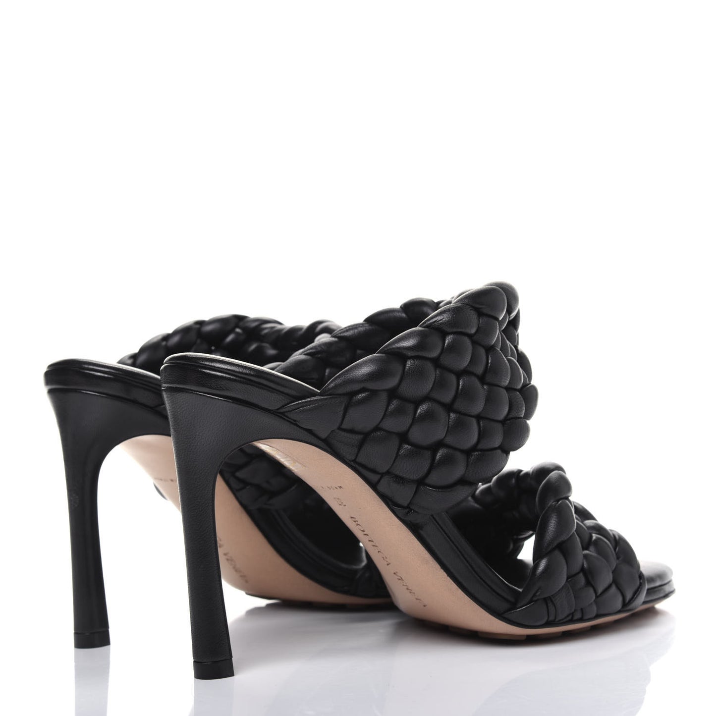 Nappa Twisted Padded Intrecciato Curve Slide Sandals 37 Black