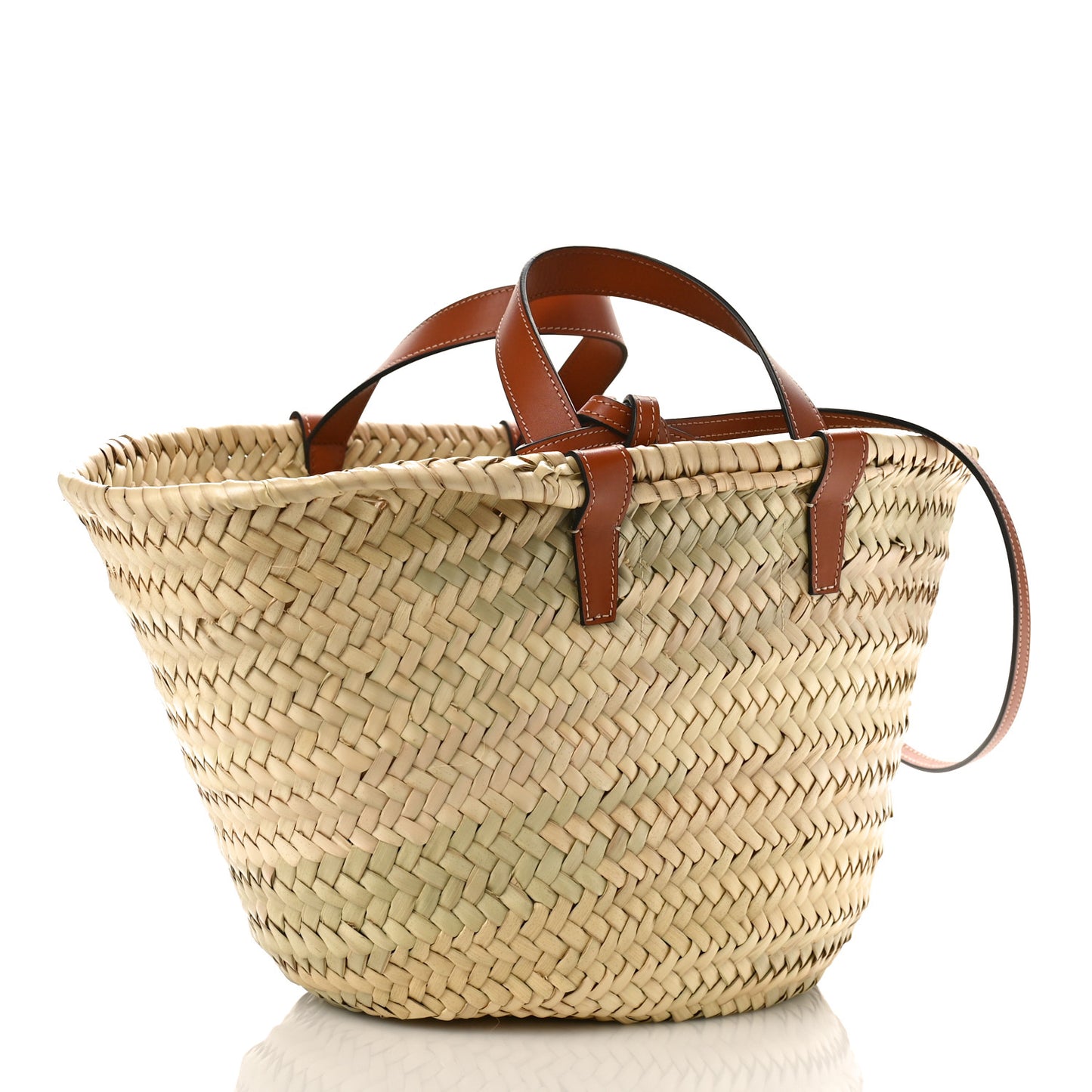 Raffia Calfskin Triomphe Teen Panier Tan
