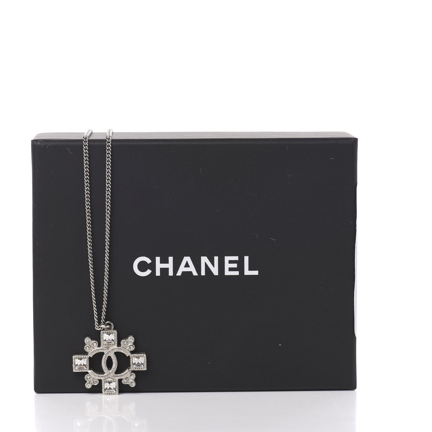 Crystal CC Pendant Necklace Silver