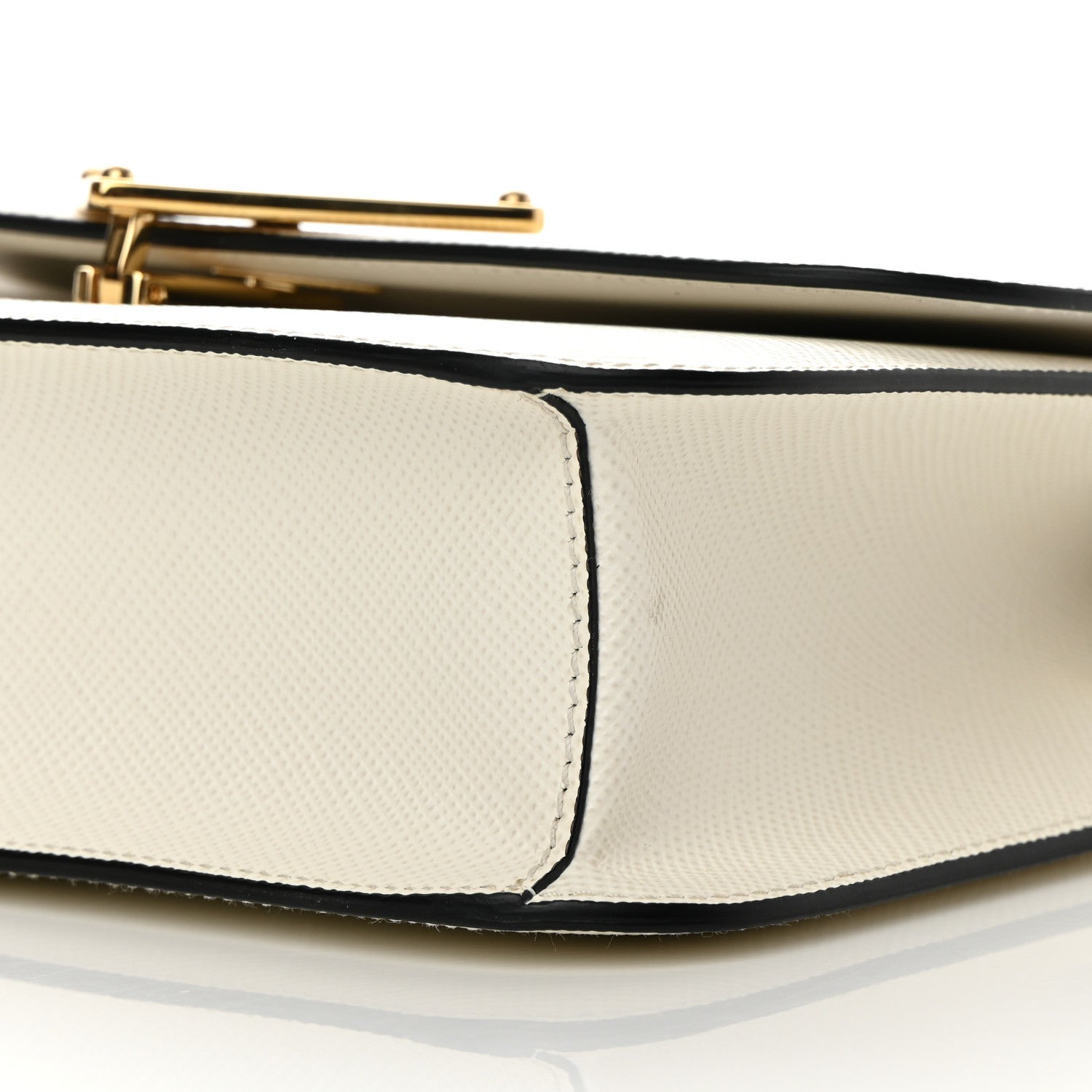 Prada Saffiano Cuir Triangle Embleme Flap Shoulder Bag White 9 of 12