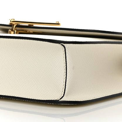 Prada Saffiano Cuir Triangle Embleme Flap Shoulder Bag White 9 of 12