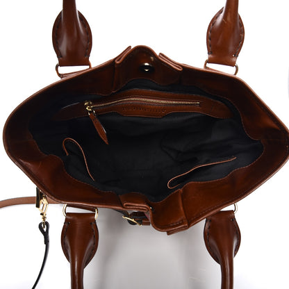 Burberry House Check Bridle Calfskin Medium Whipstitch Tote Dark Tan 6 of 15