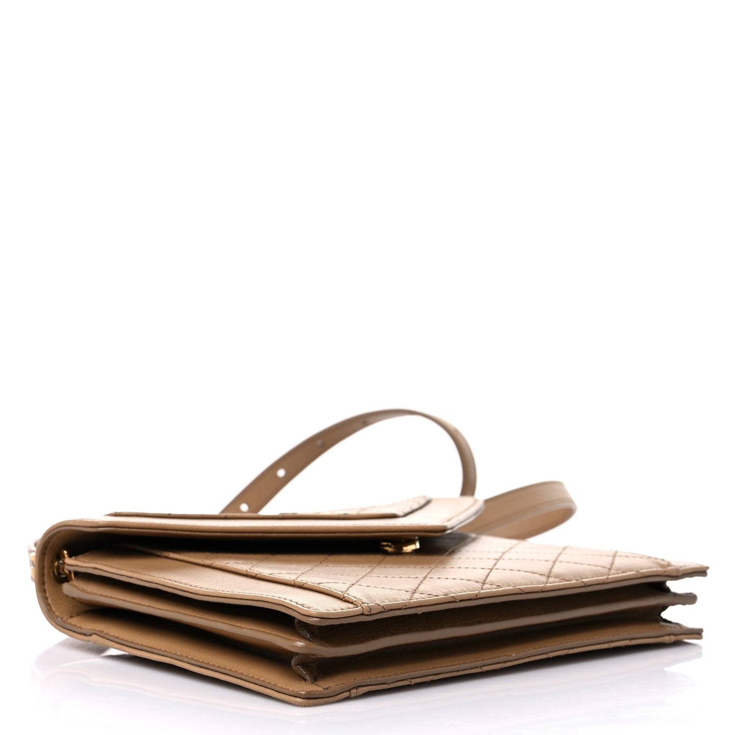 Lambskin Quilted Mini Gaby Satchel Dark Beige