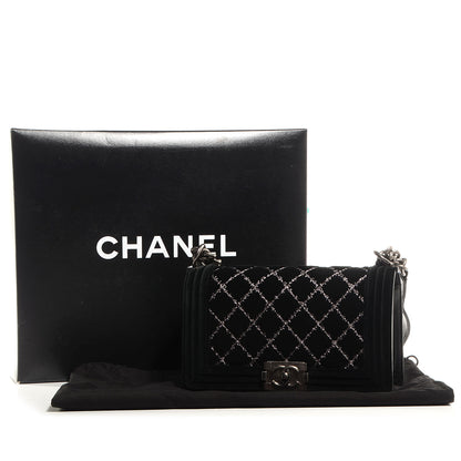 Chanel Velvet Quilted Medium Boy Flap Black 9 of 9